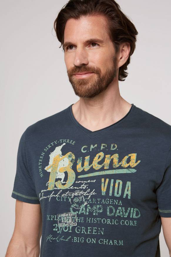 Soccx V-Shirt mit Used-Optik lazy blue Begrenzt auf 3 Tage