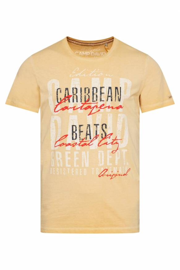 Soccx Rundhalsshirt mit Wording Print warm sun Im Verkauf