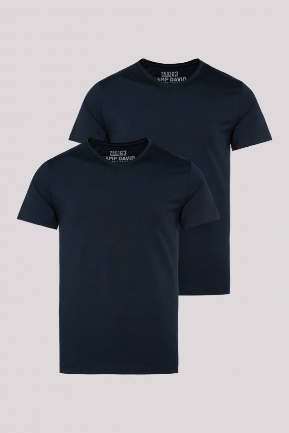 Soccx Basic T-Shirt mit V-Neck, Doppelpack blue navy / blue navy Outlet