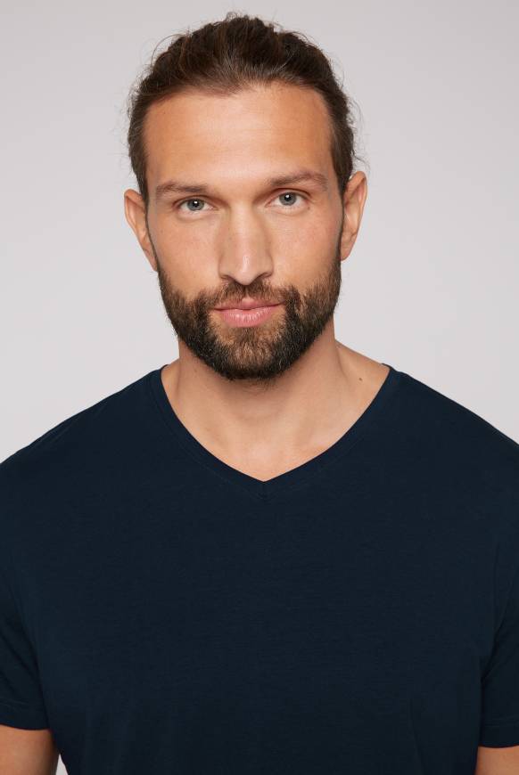 Soccx Basic T-Shirt mit V-Neck, Doppelpack blue navy / blue navy Outlet