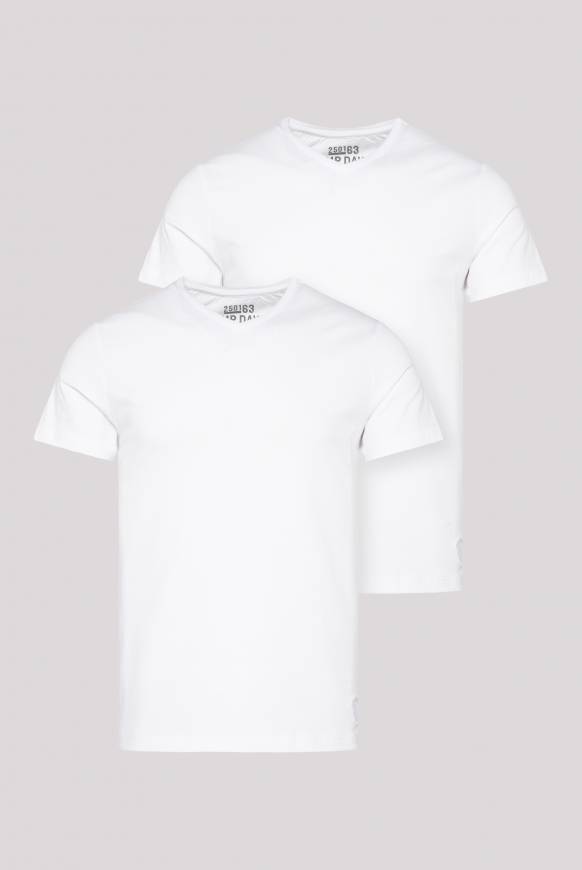 Soccx Basic T-Shirt mit V-Neck, Doppelpack optic white / optic white Auslauf