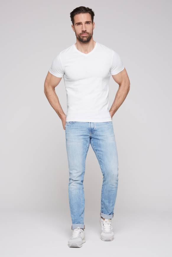 Soccx Basic T-Shirt mit V-Neck, Doppelpack optic white / optic white Auslauf