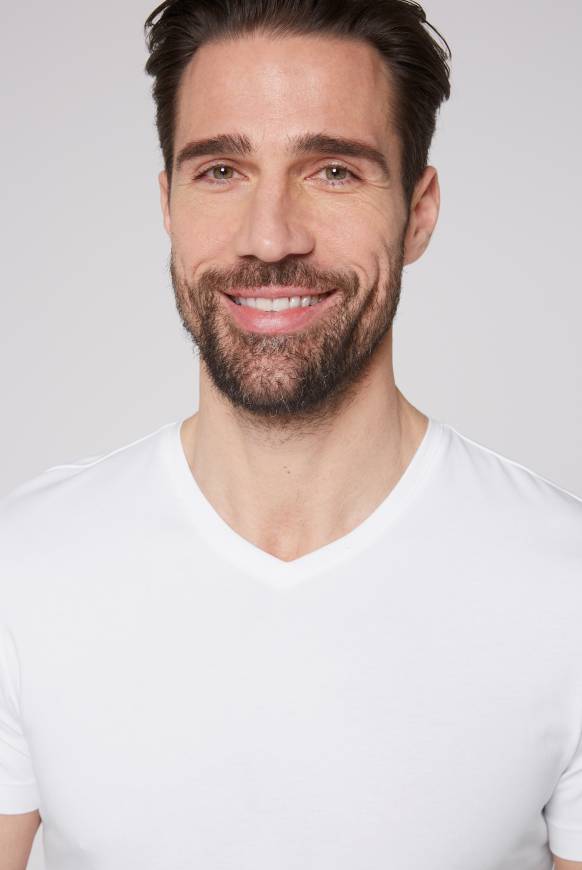 Soccx Basic T-Shirt mit V-Neck, Doppelpack optic white / optic white Auslauf