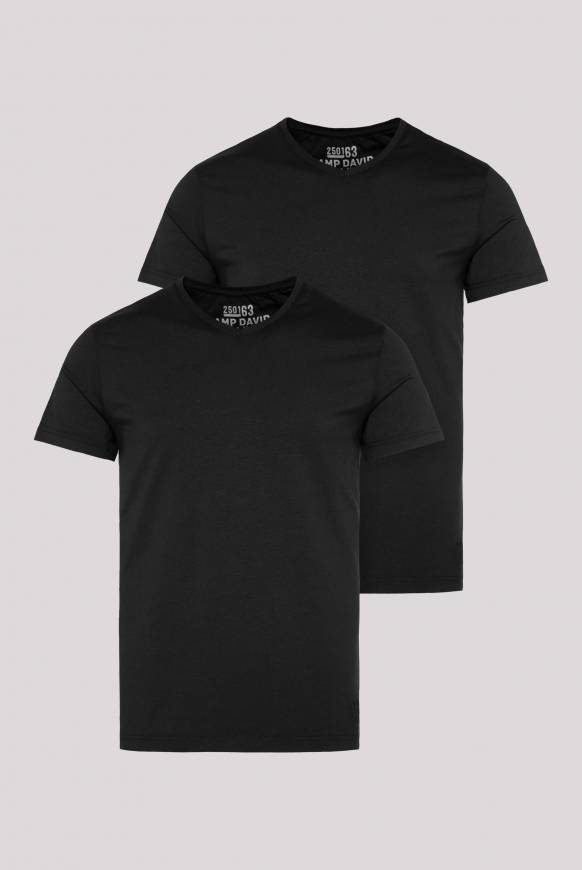 Soccx Basic T-Shirt mit V-Neck, Doppelpack black / black Verkauf
