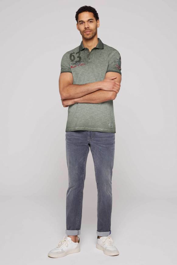 Soccx Pikee-Polo mit Prints und Stickereien green olive Günstiger Verkauf