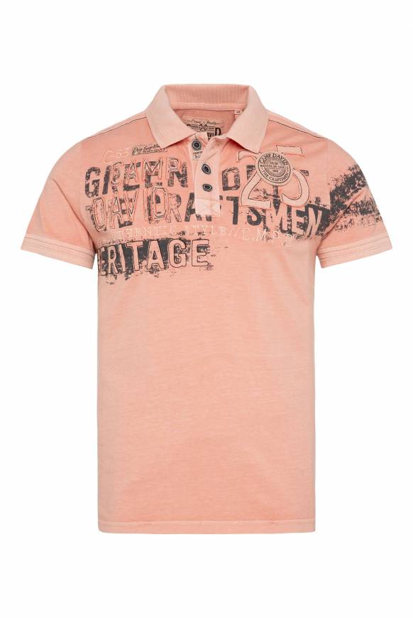Soccx Poloshirt mit Label-Applikationen old peach M Fabrikverkauf