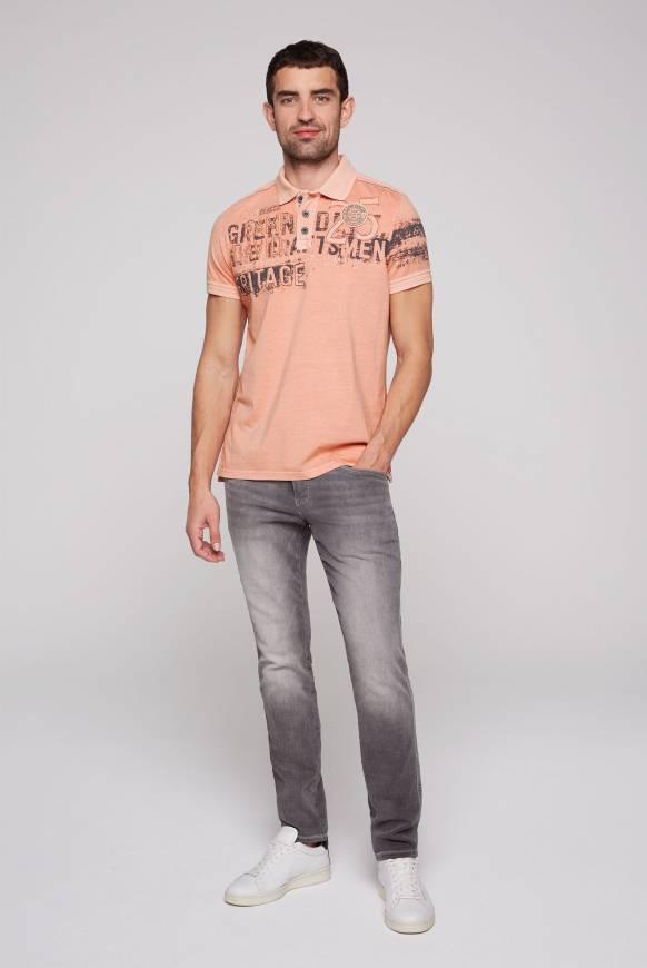 Soccx Poloshirt mit Label-Applikationen old peach M Fabrikverkauf