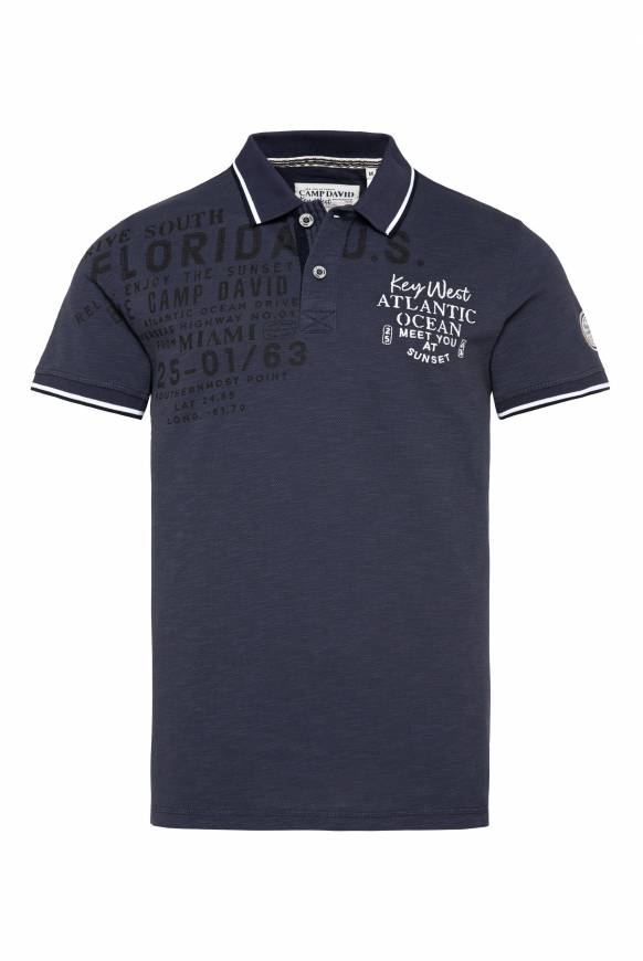 Soccx Kurzarmpolo aus Pikee mit Artwork concrete blue S Limitierter Zeitrabatt