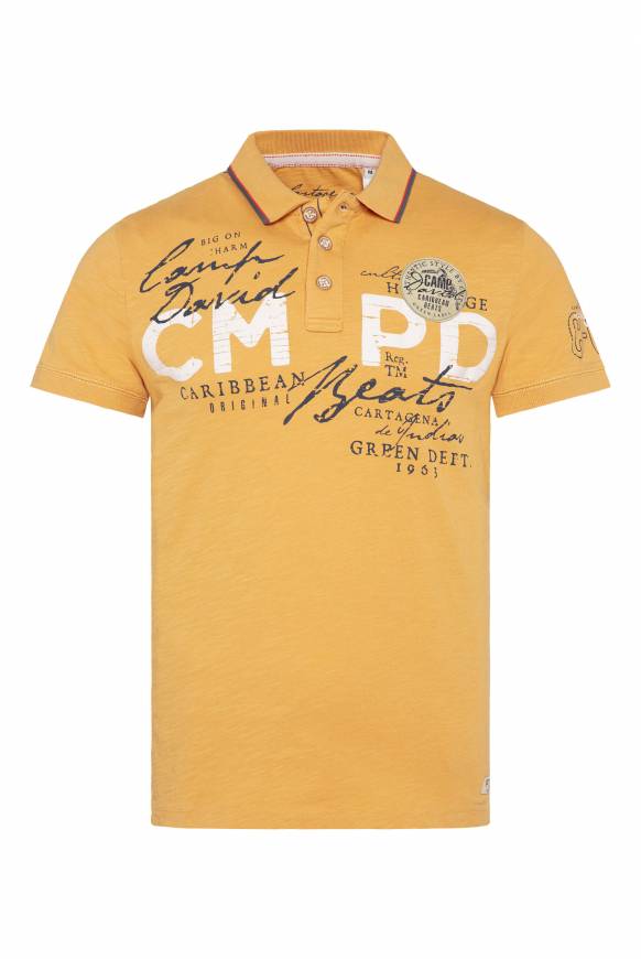Soccx Poloshirt mit Puff-Print-Details warm sun Fabrikpreis