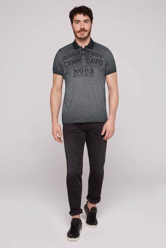 Soccx Kurzarmpolo im Vintage-Style mit Artworks black M Preisnachlass