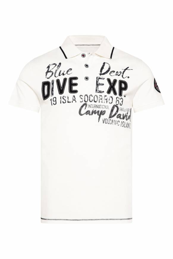 Soccx Pikee-Polo mit Label-Applikationen ivory Weihnachtsangebot