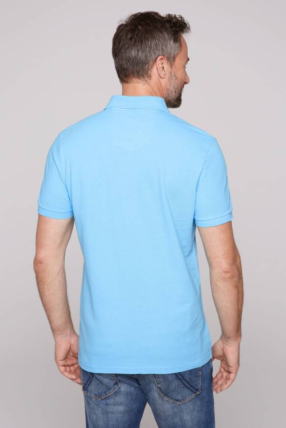 Soccx Kurzarmpolo aus Pikee mit Label Print aqua Osterangebot