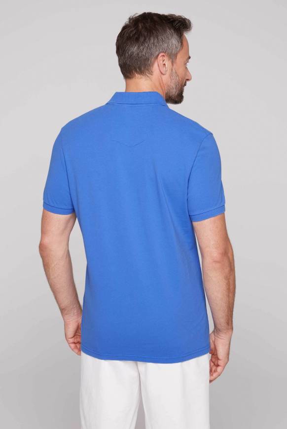 Soccx Kurzarmpolo aus Pikee mit Label Print deep sky Muttertagsangebot