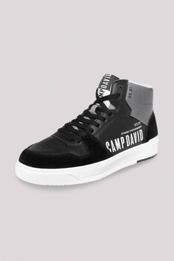Soccx Hightop Sneaker im Materialmix mit Rubber Logos black Lagerräumung