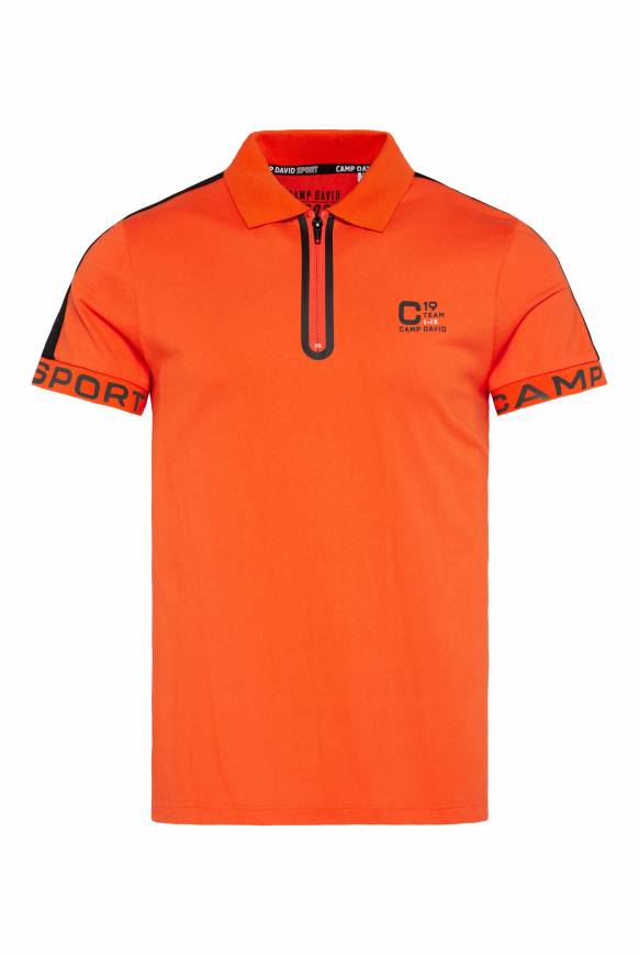 Soccx Poloshirt mit Zipper und kontrastvollen Prints signal orange Kostenloser Versand international