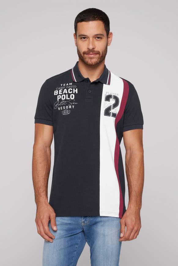 Soccx Pikee-Polo mit Color-Blocking und Artwork blue navy Online Shopping
