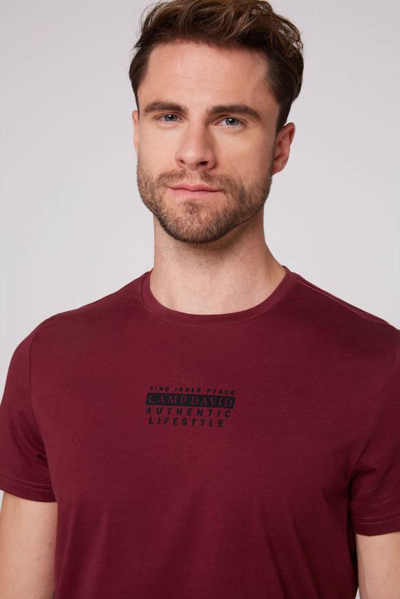 Soccx T-Shirt Rundhals mit Logo Print burgundy Jubiläumsangebot