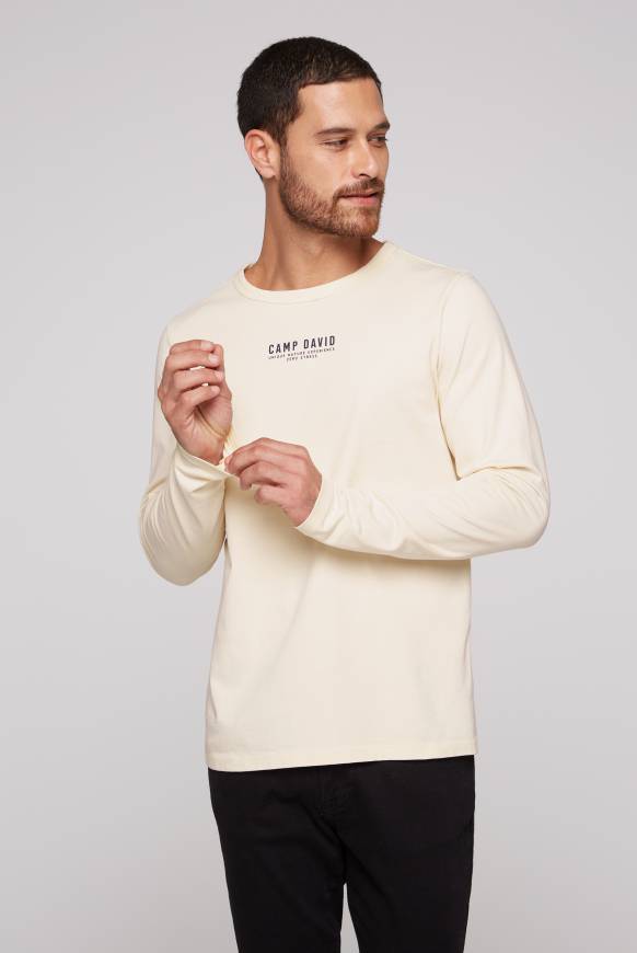 Soccx Longsleeve mit Logo Print ecru Heißer Verkauf