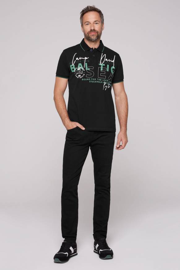 Soccx Poloshirt aus Pikee mit Rubber Print black Black Friday Preise