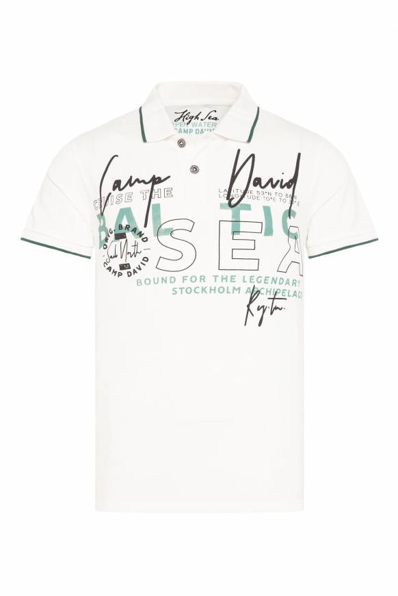 Soccx Poloshirt aus Pikee mit Rubber Print ivory 50% Rabatt für begrenzte Zeit