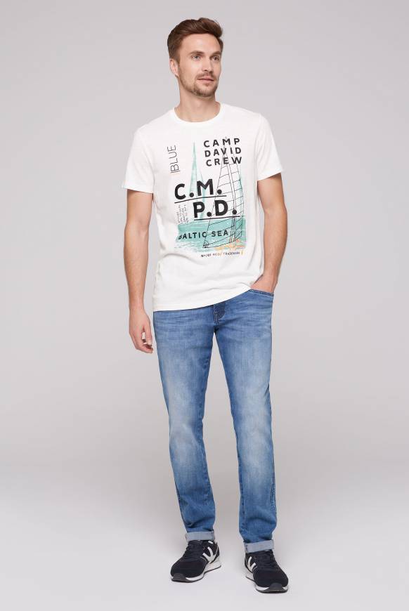 Soccx T-Shirt mit Photoprint und Rubber-Details ivory Online