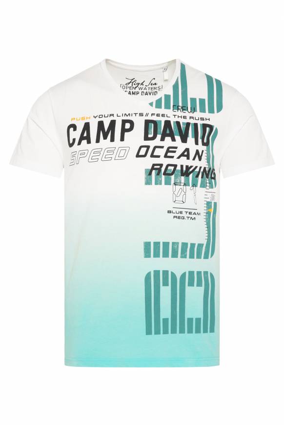 Soccx V-Shirt Dip Dye mit Label Print ivory M Auslauf