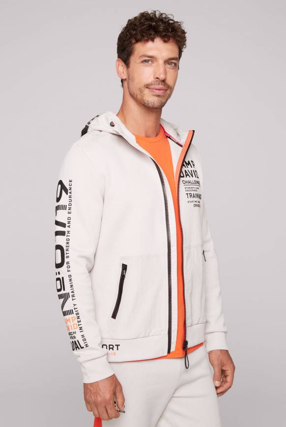 Soccx Kapuzensweatjacke im Materialmix mit Rubber Prints shell Blitzverkäufe