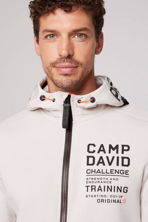 Soccx Kapuzensweatjacke im Materialmix mit Rubber Prints shell Blitzverkäufe