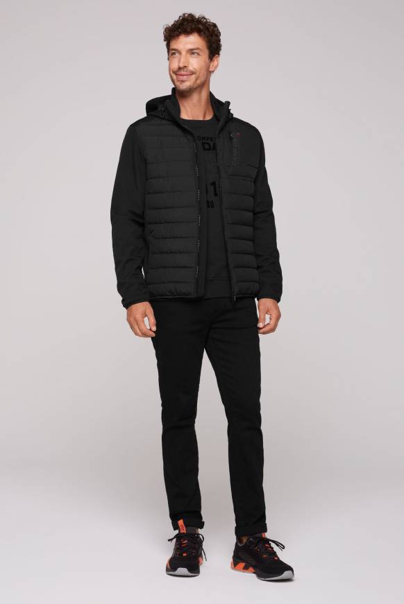 Soccx Softshelljacke im Materialmix mit Kapuze black Fabrikpreis