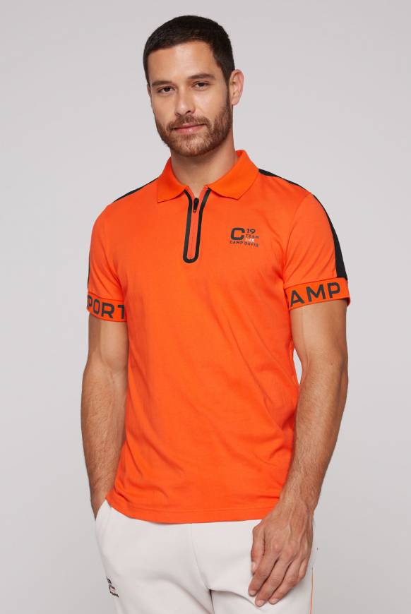 Soccx Poloshirt mit Zipper und kontrastvollen Prints signal orange Begrenztes Angebot