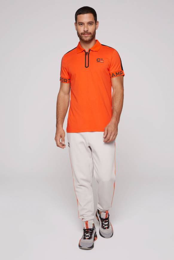 Soccx Poloshirt mit Zipper und kontrastvollen Prints signal orange Begrenztes Angebot