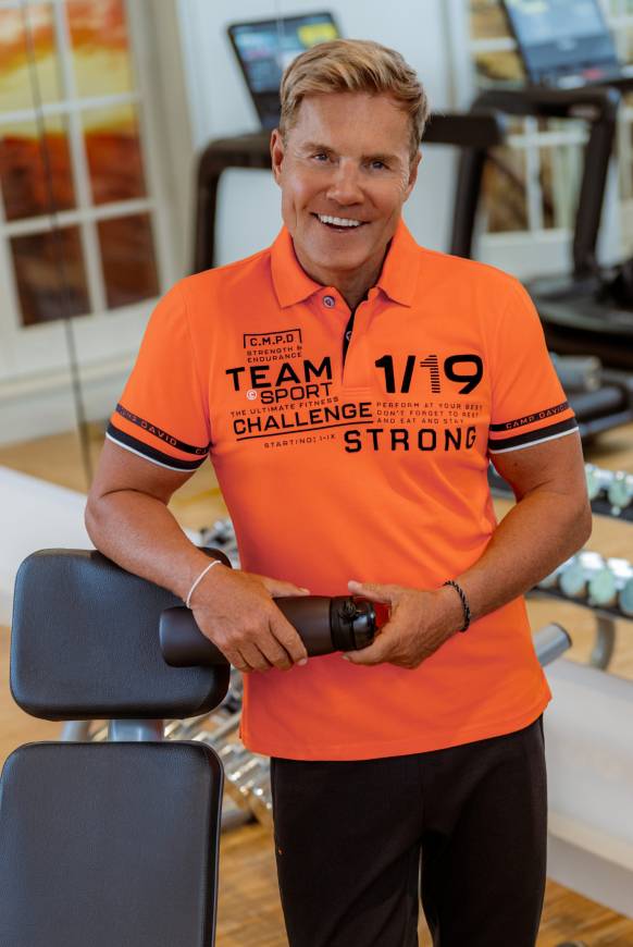 Soccx Pikee-Polo mit Flockprint signal orange Preisnachlass