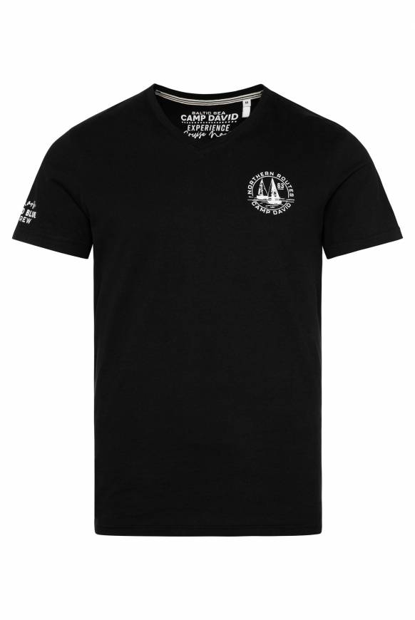 Soccx V-Shirt mit kleinen Rubber Prints black Muttertagsangebot