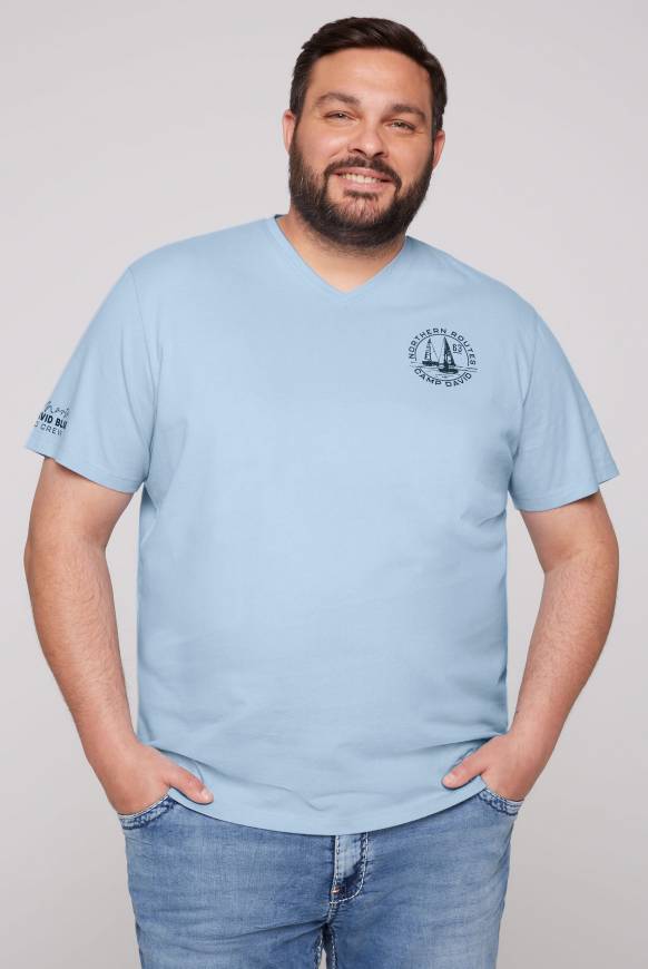 Soccx V-Shirt mit kleinen Rubber Prints summer blue