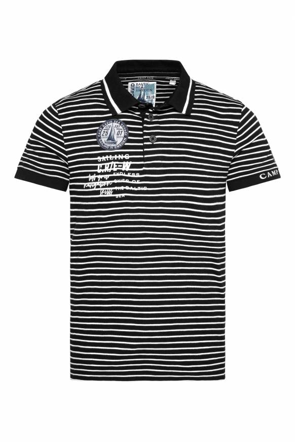 Soccx Streifen-Polo mit Logo Details black Online Outlet
