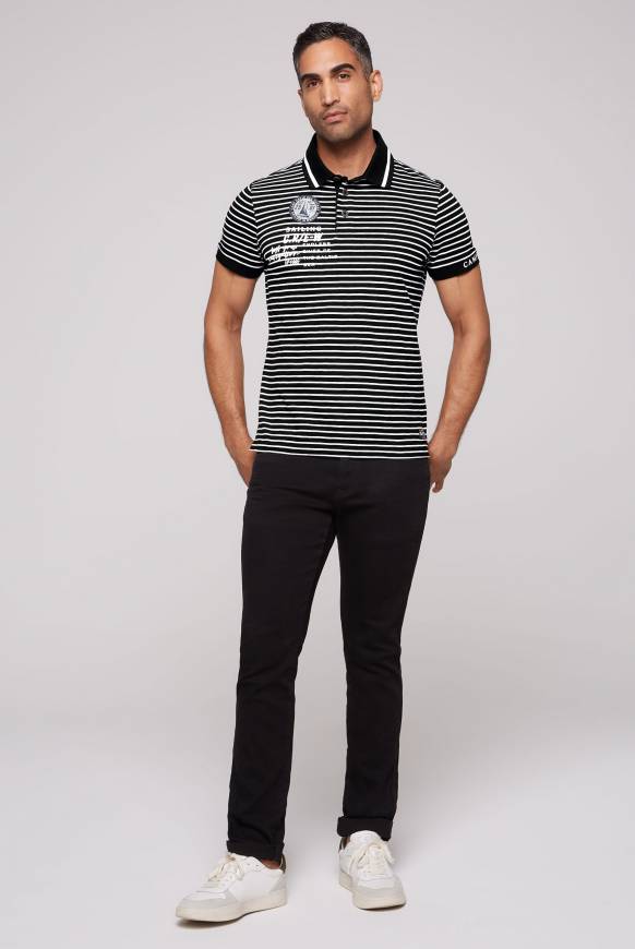 Soccx Streifen-Polo mit Logo Details black Online Outlet