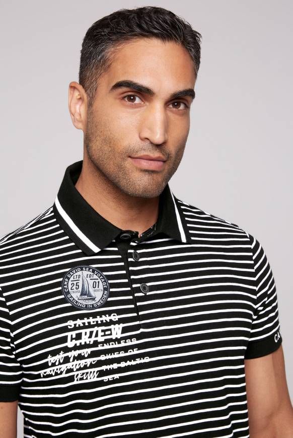 Soccx Streifen-Polo mit Logo Details black Online Outlet