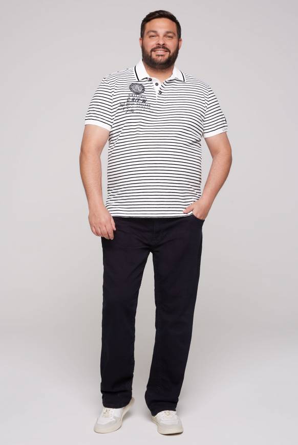 Soccx Streifen-Polo mit Logo Details opticwhite Zeitlich begrenztes Angebot