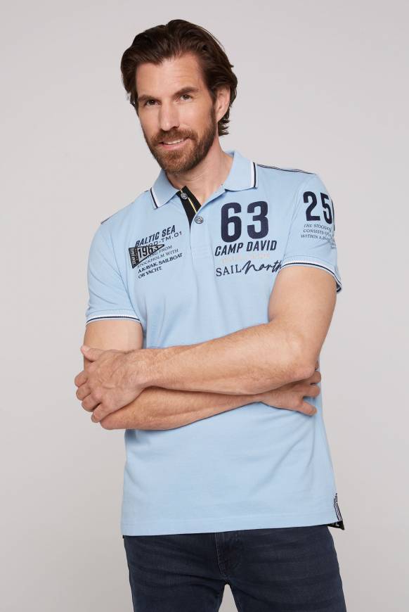 Soccx Kurzarmpolo Pikee mit Logo Artworks summer blue Blitzangebot