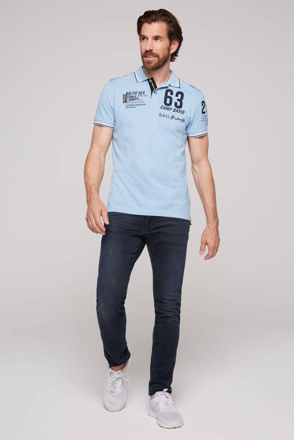 Soccx Kurzarmpolo Pikee mit Logo Artworks summer blue Blitzangebot