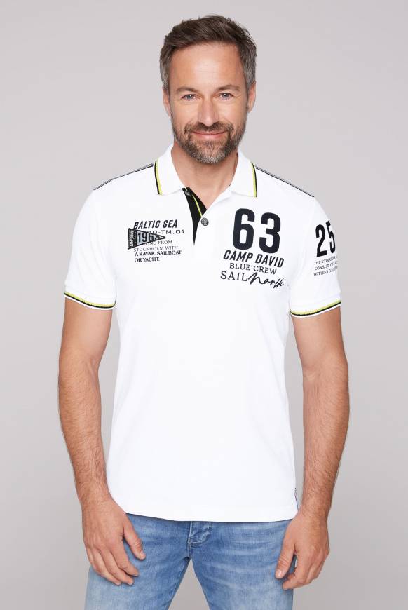 Soccx Kurzarmpolo Pikee mit Logo Artworks opticwhite Große Rabatte