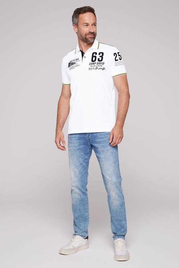 Soccx Kurzarmpolo Pikee mit Logo Artworks opticwhite Große Rabatte