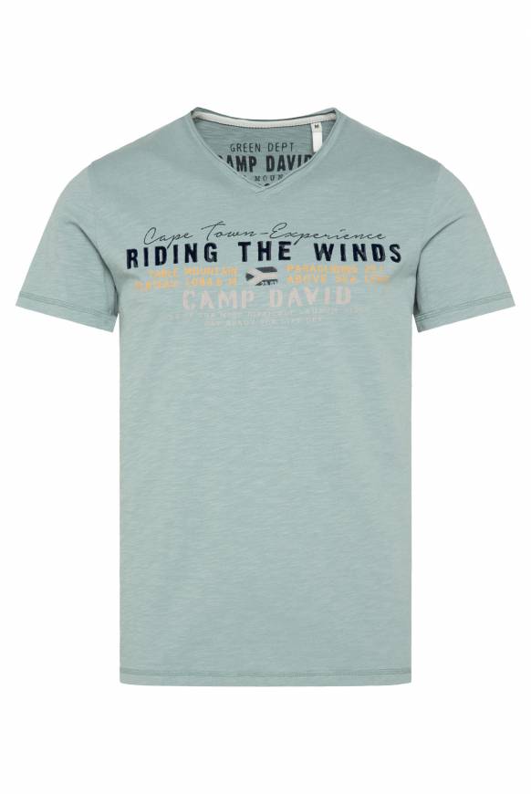 Soccx V-Shirt mit Flockprint teal VIP-Rabatte