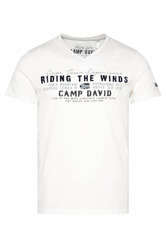 Soccx V-Shirt mit Flockprint ivory Tiefpreis