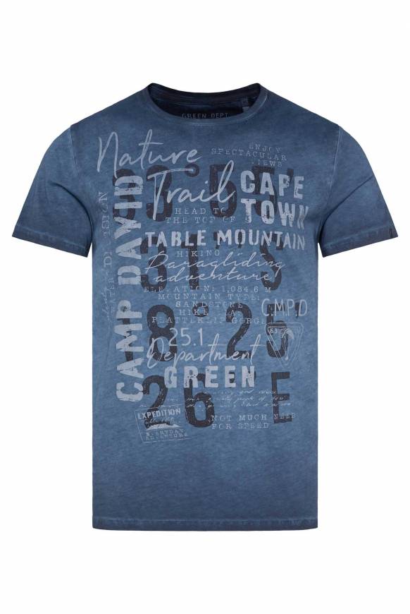 Soccx Rundhalsshirt Oil Dyed mit Label Print blue navy Super Sparpreis