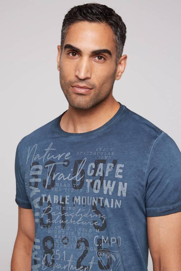 Soccx Rundhalsshirt Oil Dyed mit Label Print blue navy Super Sparpreis