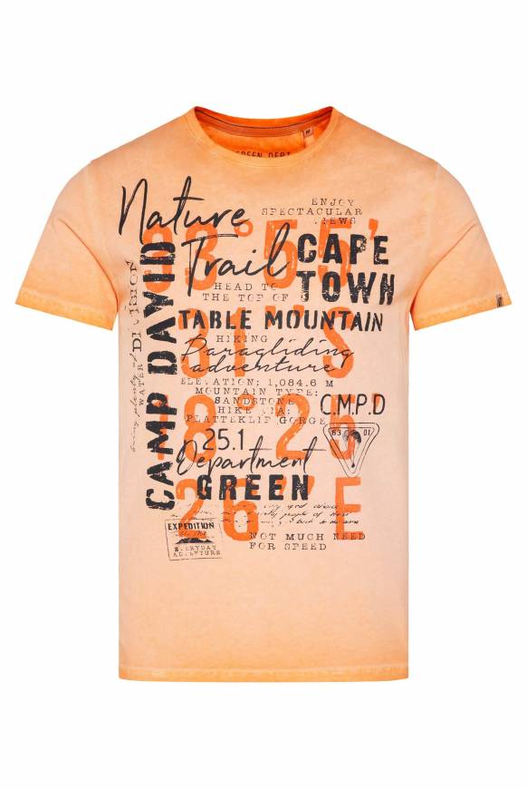 Soccx Rundhalsshirt Oil Dyed mit Label Print sunrise orange Kostenlose Rückgabe