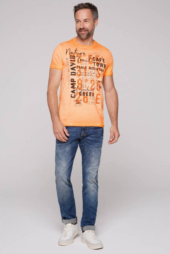 Soccx Rundhalsshirt Oil Dyed mit Label Print sunrise orange Kostenlose Rückgabe