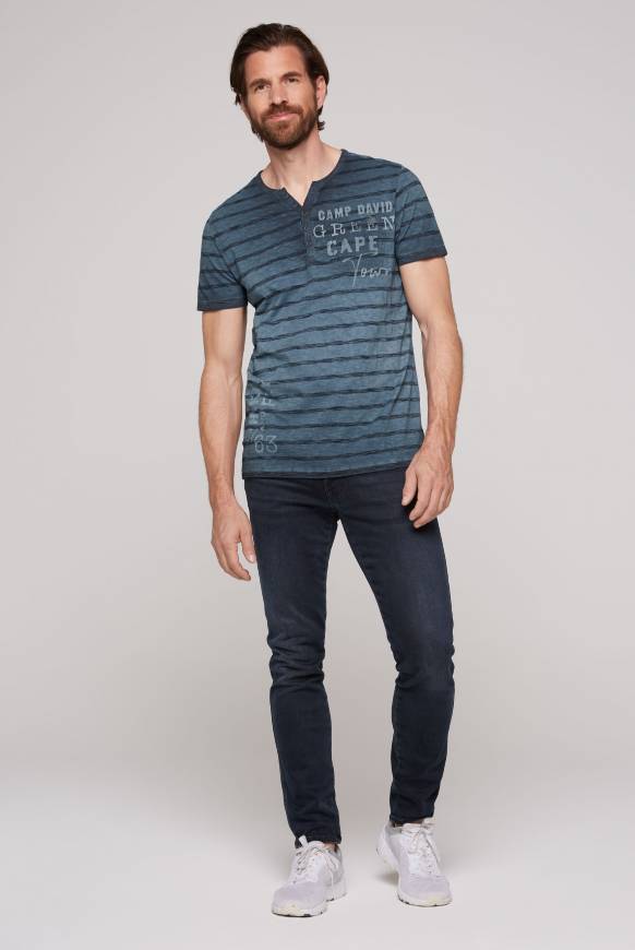 Soccx Gestreiftes Henley-Shirt mit Brusttasche blue navy Begrenzte Freigabe