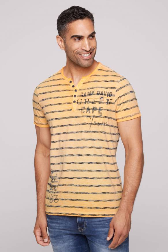 Soccx Gestreiftes Henley-Shirt mit Brusttasche sunrise orange JETZT KAUFEN